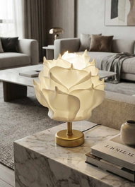 Opviq Lámpara de mesa Eva Blanco y Oro Antiguo